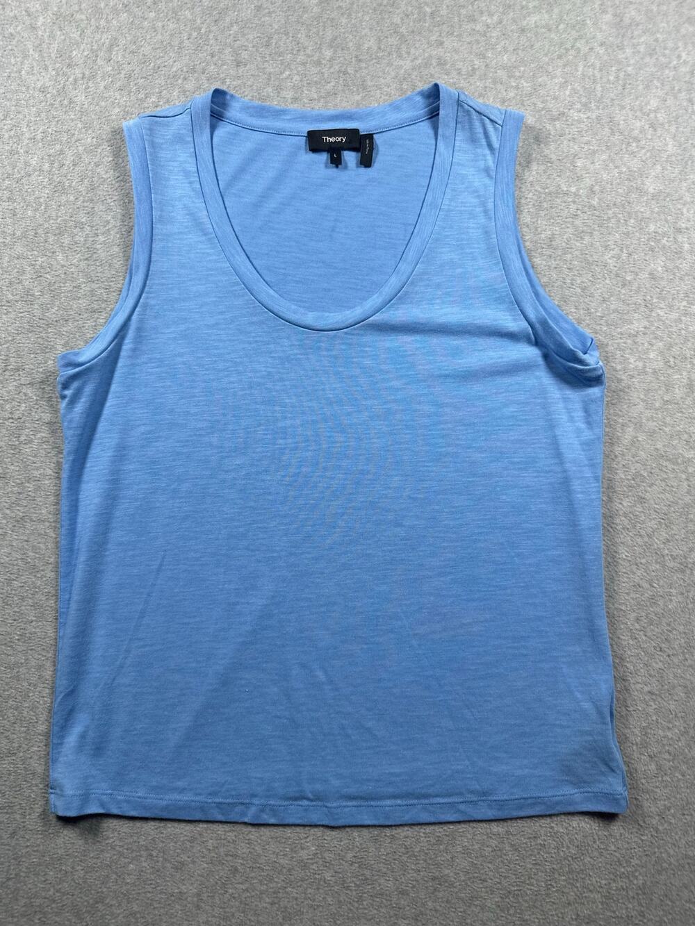 Theory Tank Top Women's Large Blue Knit Scoop Neck Sleeveless Athletic Comfort